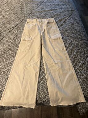 MOTHER Cream Twill Pants with Branded Tab